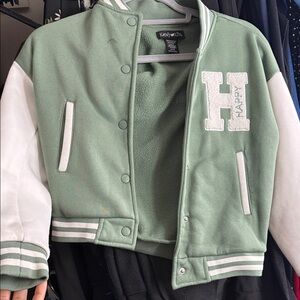 Kids Green and White Varsity Jacket